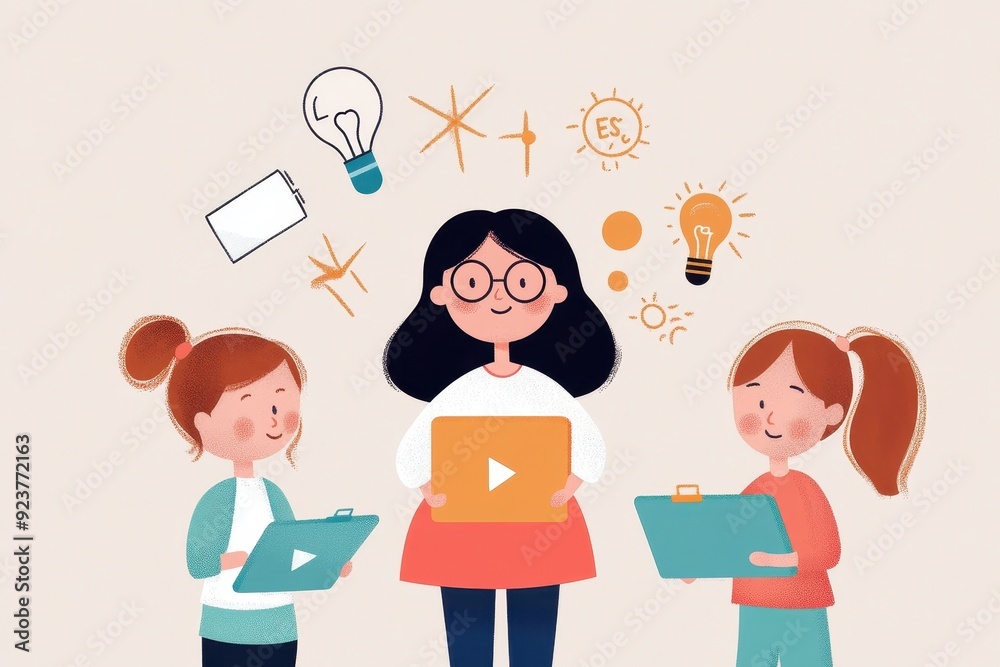 Empowering Through Education: Hand-Drawn Vector Illustration of Volunteers Teaching Digital Literacy for ESG and Social Responsibility Empowering Through Education: Hand-Drawn Vector Illustration of Volunteers Teaching Digital Literacy for ESG and Social Responsibility