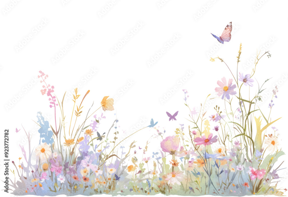 PNG Delicate watercolor wildflower meadow. PNG Delicate watercolor wildflower meadow.