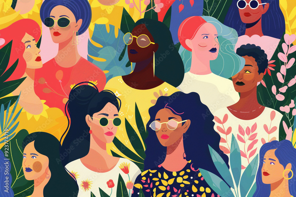 Diverse Women in a Floral Setting Diverse Women in a Floral Setting