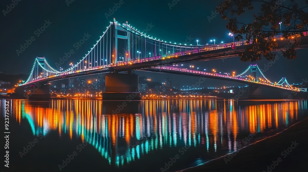 Illuminated Bridge at Night Illuminated Bridge at Night
