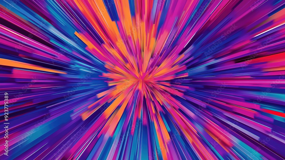 Colorful abstract burst of lines radiating outward in vibrant hues