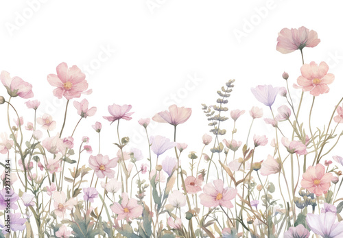 PNG Delicate watercolor floral field