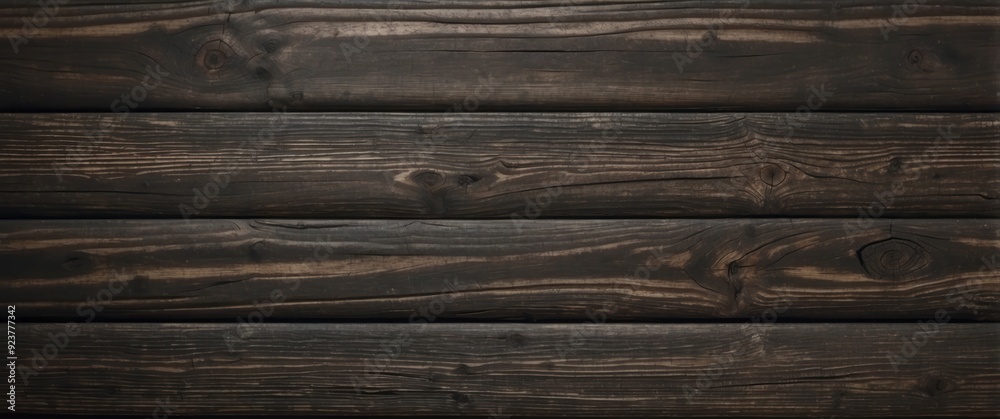 Fototapeta premium Close-up of Dark Wooden Planks with Knots and Grain Patterns