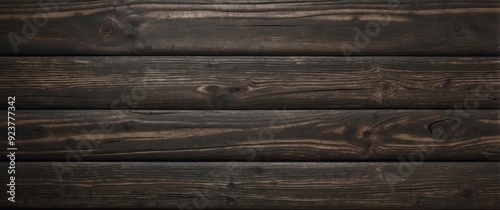 Close-up of Dark Wooden Planks with Knots and Grain Patterns