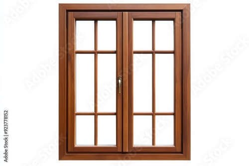 Elegant wooden window with multiple panes, perfect for home interiors and architectural designs.