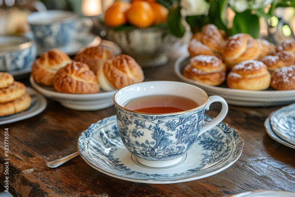 Tea Time with Pastries and Porcelain Tea Time with Pastries and Porcelain