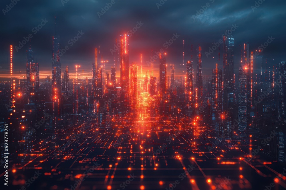 futuristic fintech cityscape holographic financial data streams smartphone projecting virtual banking interface aidriven market analysis futuristic fintech cityscape holographic financial data streams smartphone projecting virtual banking interface aidriven market analysis