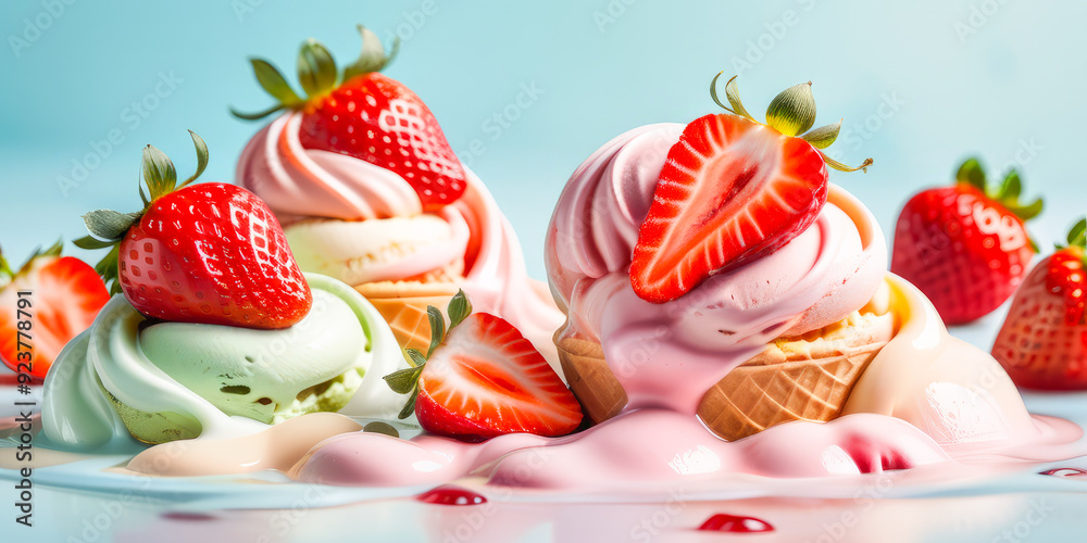 strawberries in fruit ice cream strawberries in fruit ice cream