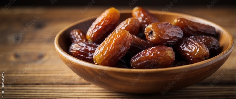 A Bowl of Dates on a Wooden Table