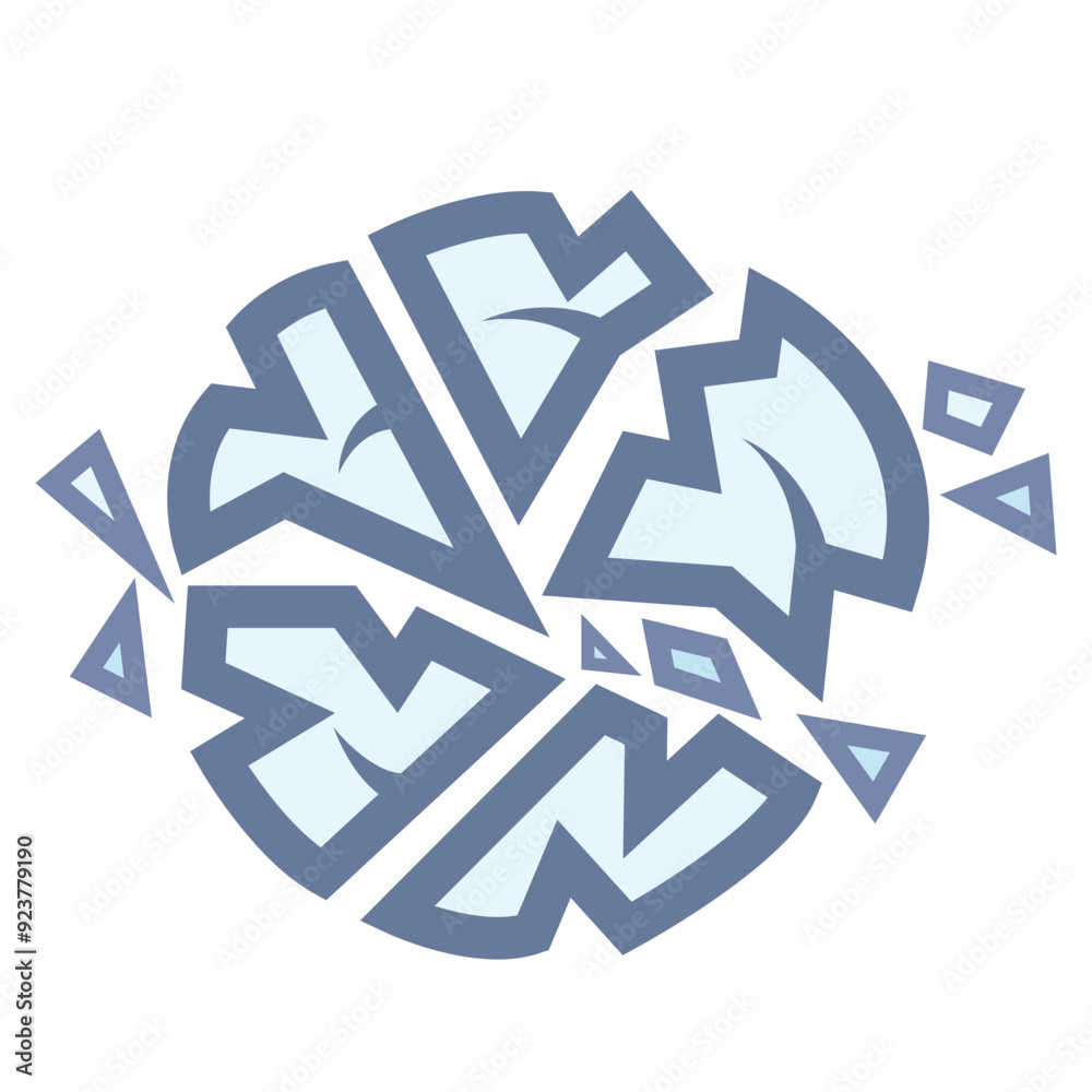 Broken plate colorful icon illustration isolated on square white background. Simple flat outlined cartoon art styled drawing. Broken plate colorful icon illustration isolated on square white background. Simple flat outlined cartoon art styled drawing.