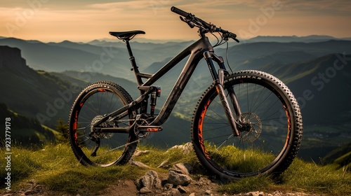 Wallpaper Mural A photo of a bicycle with a scenic mountain Torontodigital.ca