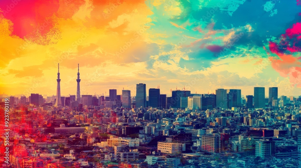 Obraz premium Tokyo skyline from high up.