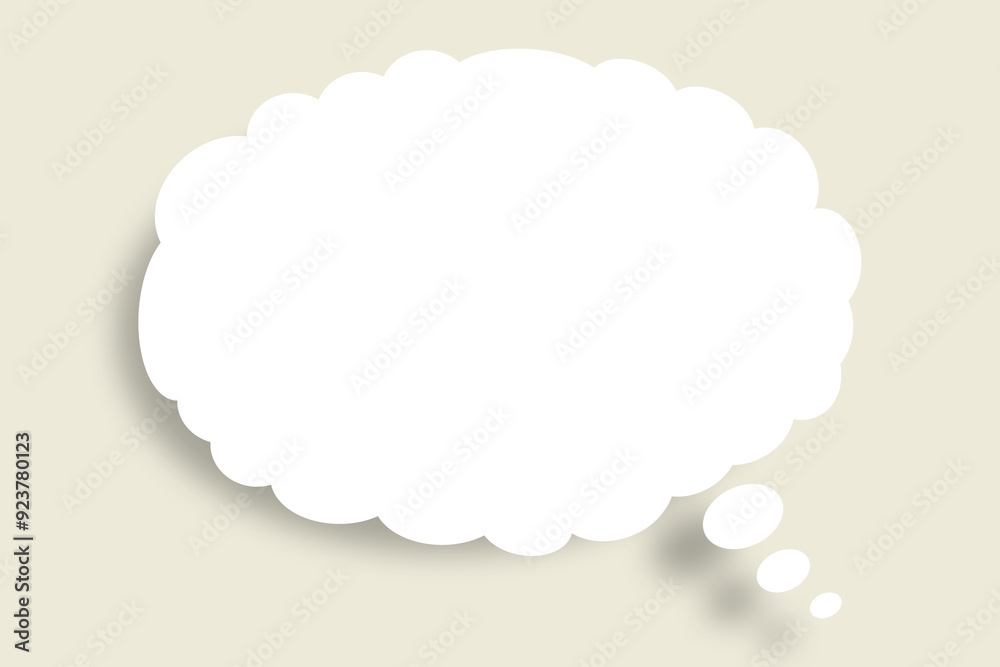 White cloud paper speech bubble shape against grey color background. White cloud paper speech bubble shape against grey color background.
