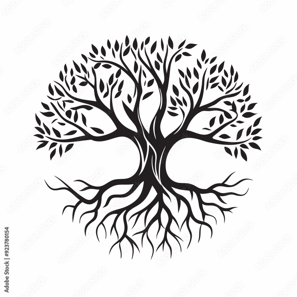 Obraz premium Oak tree logo design tree with roots on a isolated white background (8)