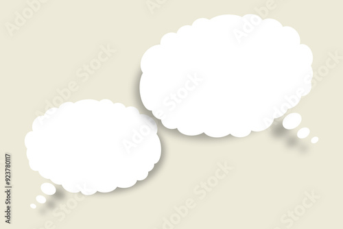 White cloud paper speech bubble shape against grey color background.