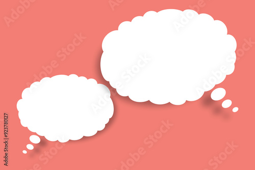 Empty white cloud paper speech bubble shape against light Rose color background.