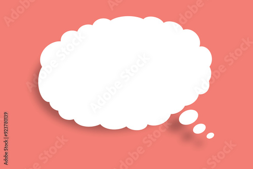 Empty white cloud paper speech bubble shape against light Rose color background.