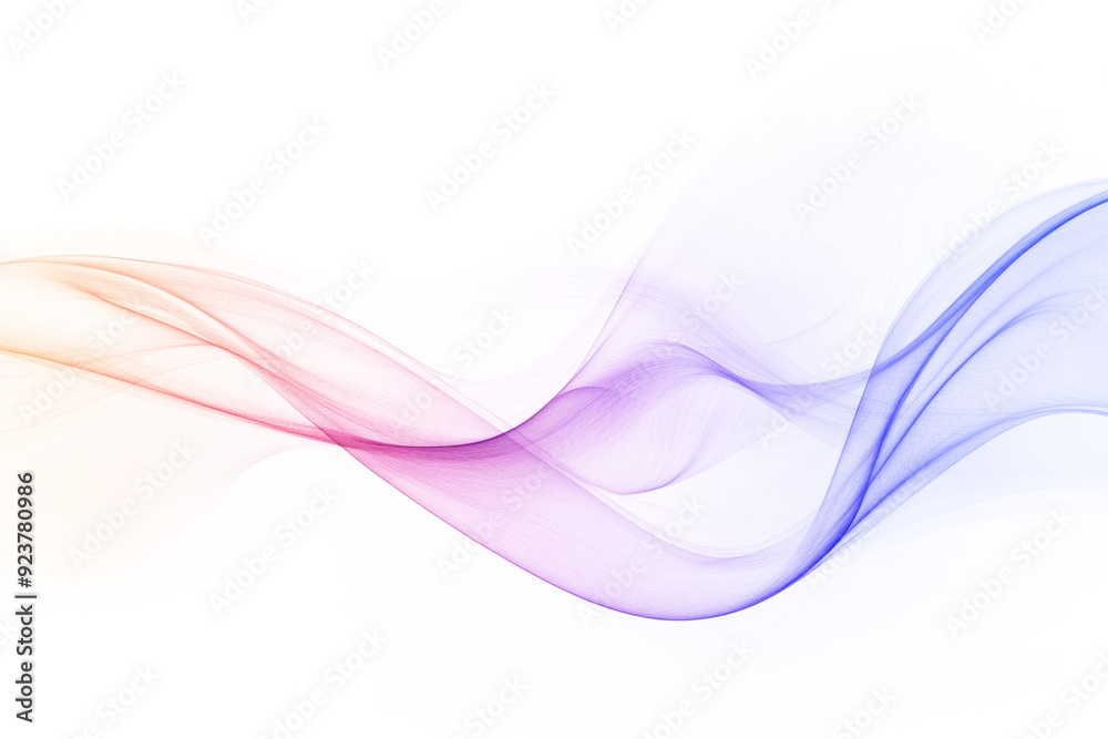 Fototapeta premium This image features colorful, flowing wave patterns blending from purple to orange, representing motion and fluidity in an abstract style.
