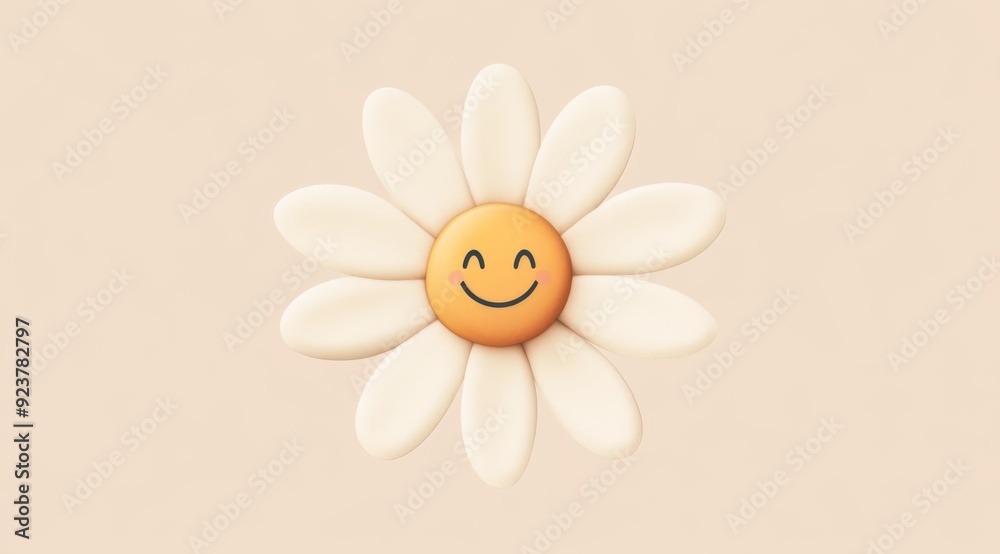 Cheerful Daisy with a Brightly Smiling Face Emoticon, representing joy and positivity Cheerful Daisy with a Brightly Smiling Face Emoticon, representing joy and positivity