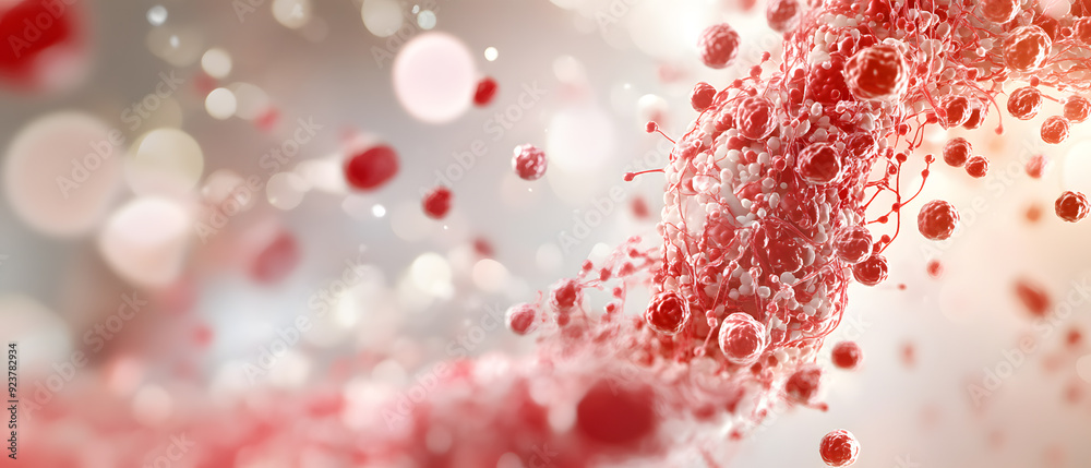 3D illustration of erythrocytes flowing 3D illustration of erythrocytes flowing
