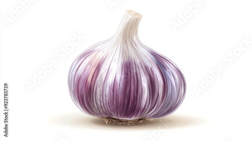 garlic bulb with fine texture, isolated on white background photo