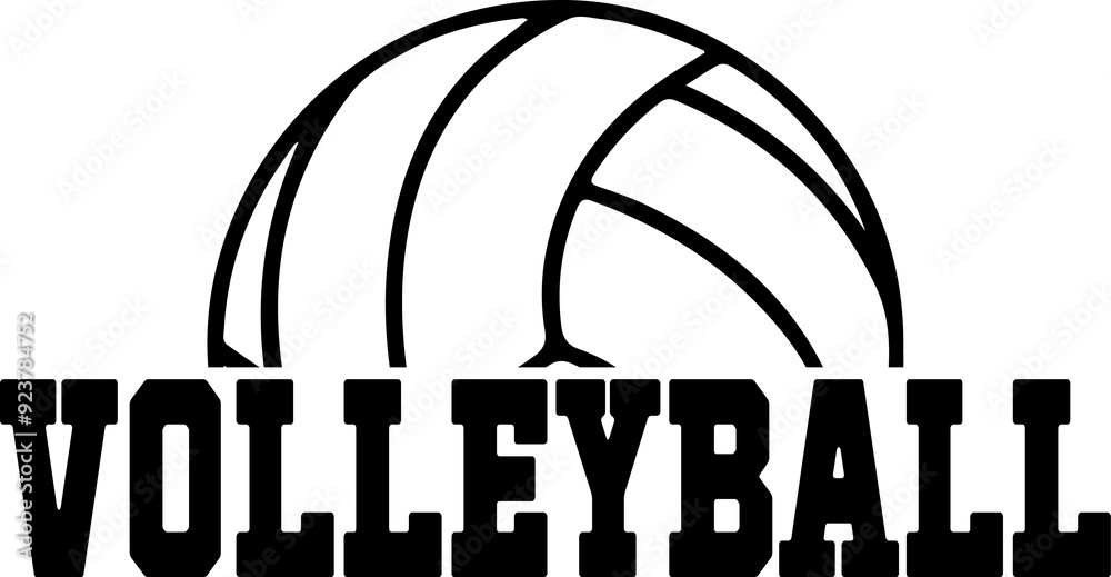Volleyball typography clip art design on plain white transparent isolated background for card, shirt, hoodie, sweatshirt, apparel, tag, mug, icon, poster or badge