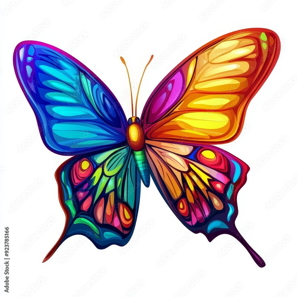 Clipart of a colorful butterfly with vibrant wings, vector style Clipart of a colorful butterfly with vibrant wings, vector style