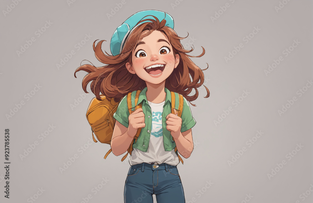 smiling girl happy illustration back to school excited smiling girl happy illustration back to school excited