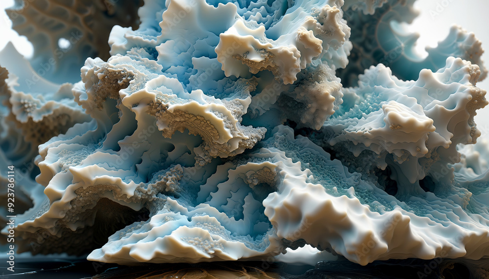 Intricate blue and white formations resembling coral or mineral growths... Intricate blue and white formations resembling coral or mineral growths...