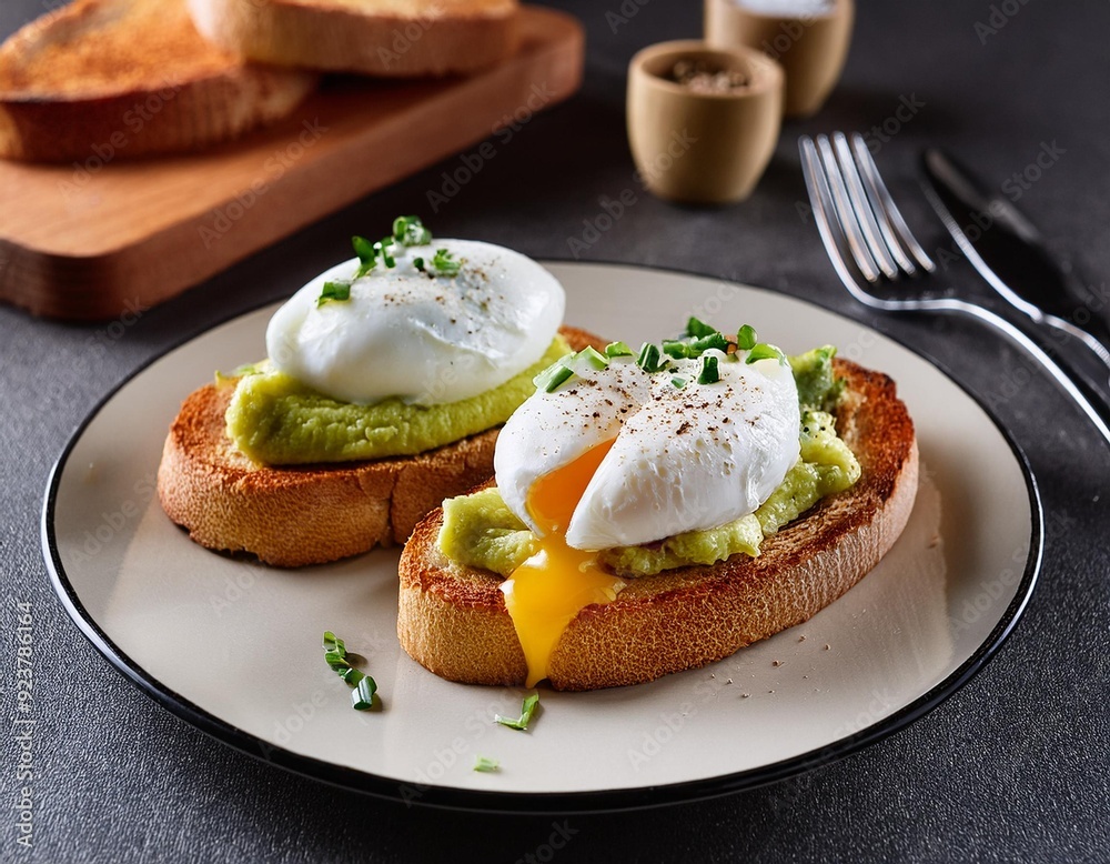 poached eggs and smashed avocado