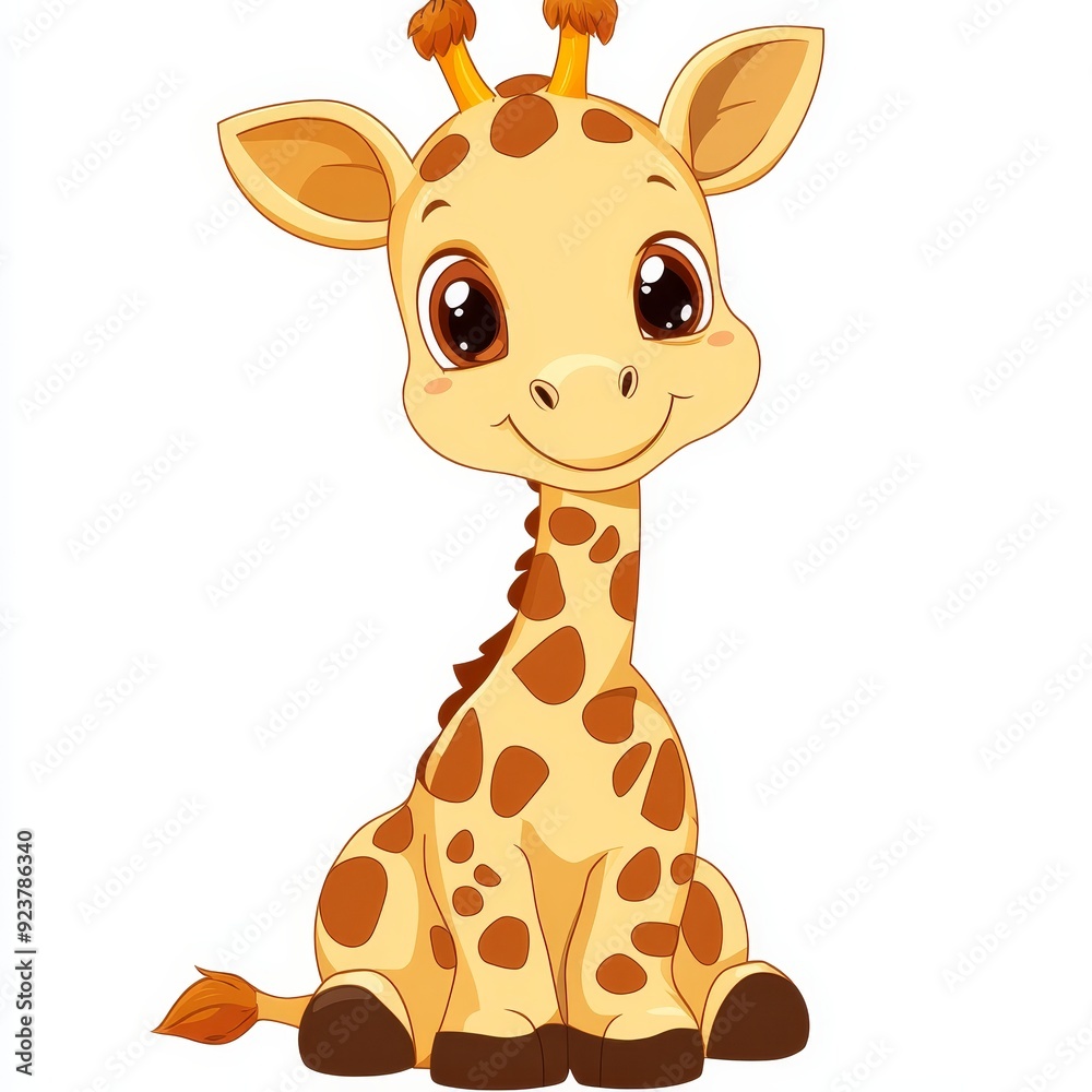 Clipart of a cute baby giraffe with spots, vector illustration Clipart of a cute baby giraffe with spots, vector illustration