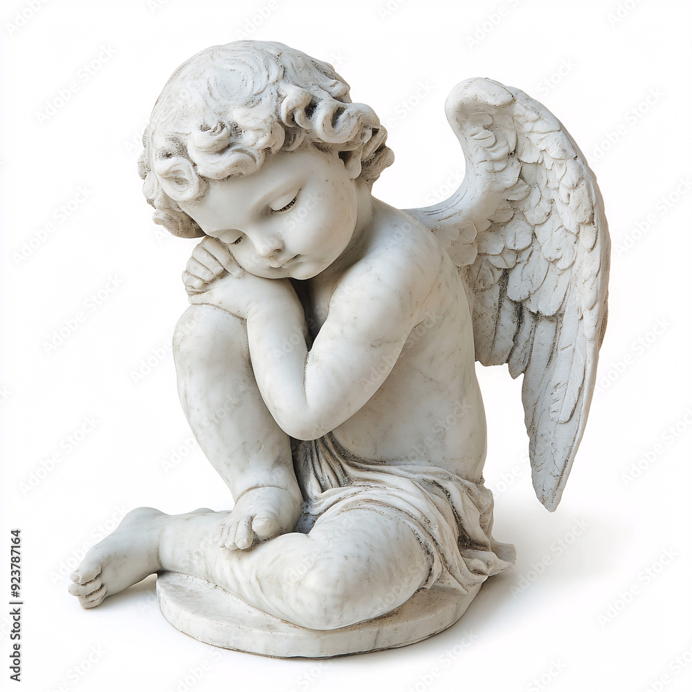 Cherub - serene marble statue of an angel child with intricately carved wings, embodying timeless grace and peaceful spirituality Cherub - serene marble statue of an angel child with intricately carved wings, embodying timeless grace and peaceful spirituality