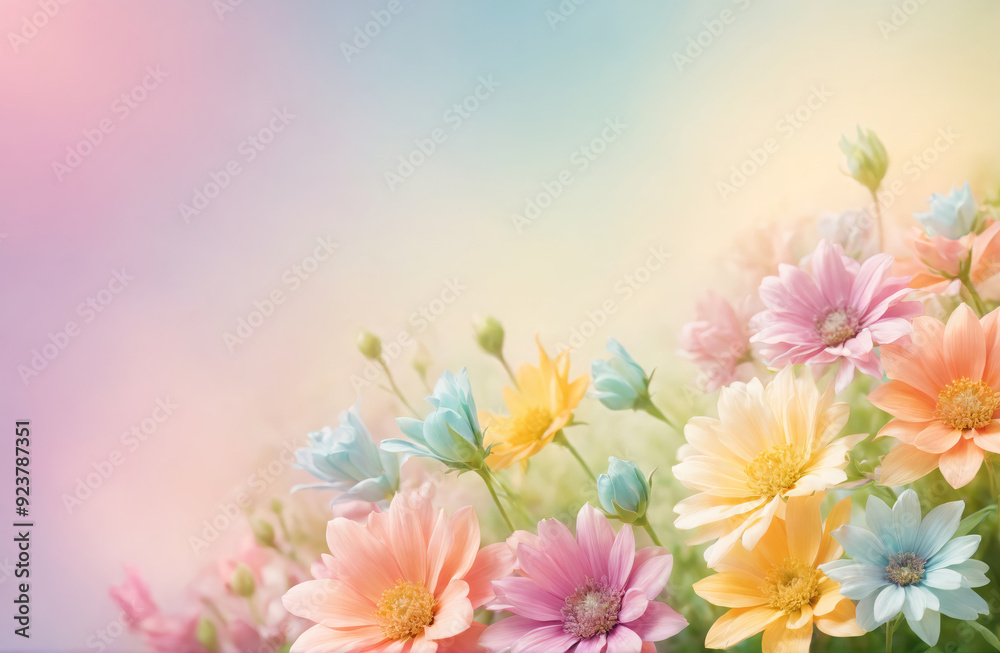 Bright and Colorful Blossoms in a Beautiful Pastel Background During Springtime Bright and Colorful Blossoms in a Beautiful Pastel Background During Springtime