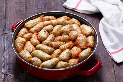 Cabbage rolls, a traditional dish of Moldovan and Romanian cuisine.