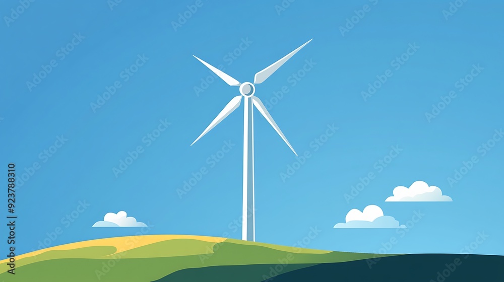 Fototapeta premium Minimalistic Vector Wind Turbine Icon for Eco-Friendly Energy Concepts
