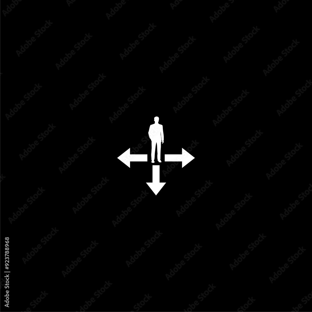 Businessman with way icon isolated on dark background Businessman with way icon isolated on dark background