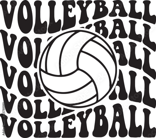 Volleyball typography clip art design on plain white transparent isolated background for card, shirt, hoodie, sweatshirt, apparel, tag, mug, icon, poster or badge