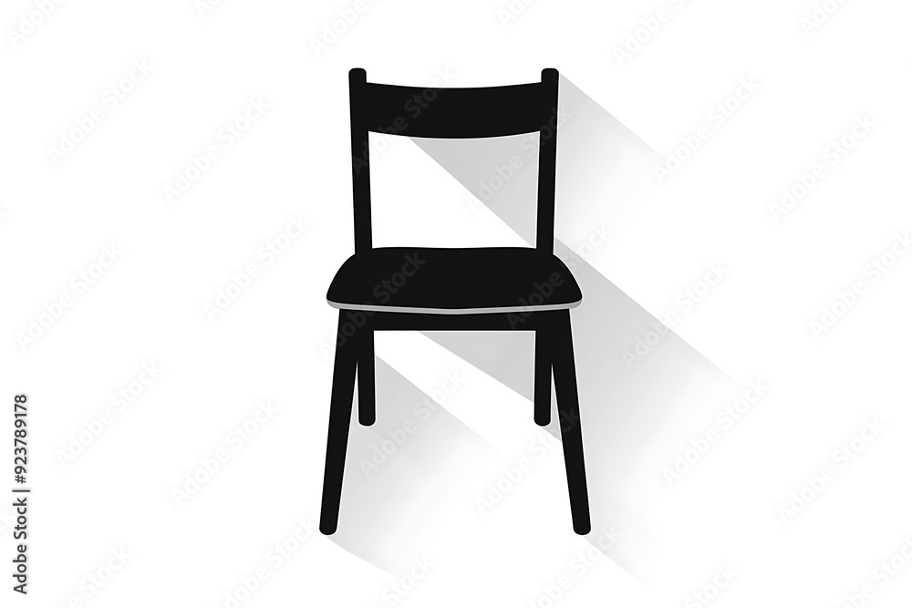 Minimalist Flat Style Chair Icon with Solid Black Shadow on White Background. Simple Digital Illustration Design. Minimalist Flat Style Chair Icon with Solid Black Shadow on White Background. Simple Digital Illustration Design.