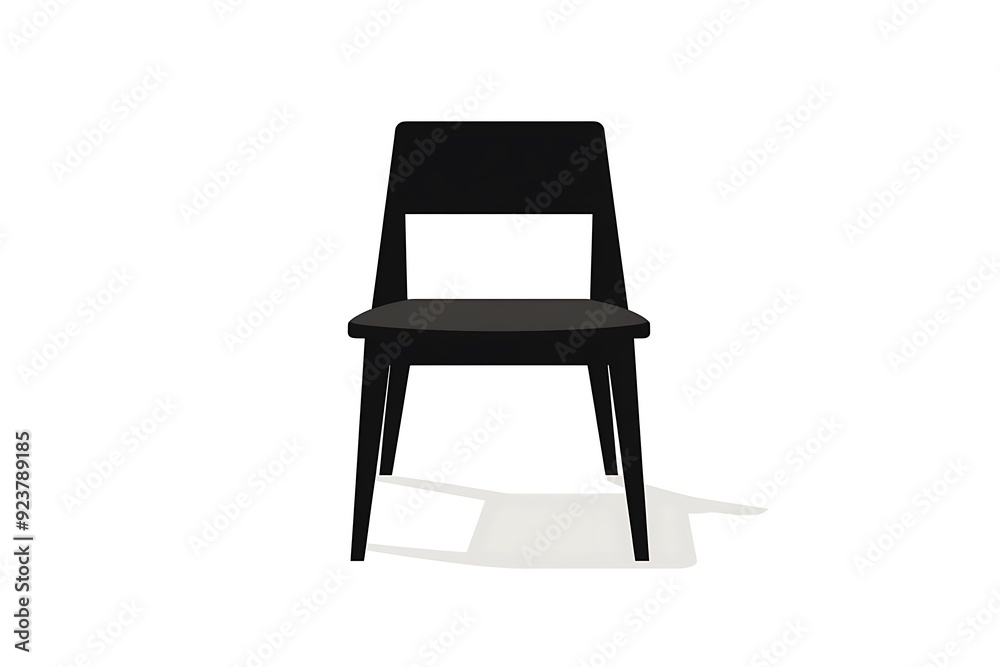 Modern Flat Style Chair Icon with Solid Black Shadow on White Background. Digital Illustration with Simple Design for Interior Concepts. Modern Flat Style Chair Icon with Solid Black Shadow on White Background. Digital Illustration with Simple Design for Interior Concepts.
