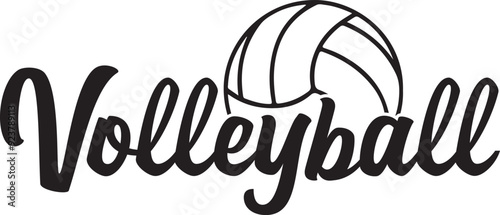 Volleyball typography clip art design on plain white transparent isolated background for card, shirt, hoodie, sweatshirt, apparel, tag, mug, icon, poster or badge