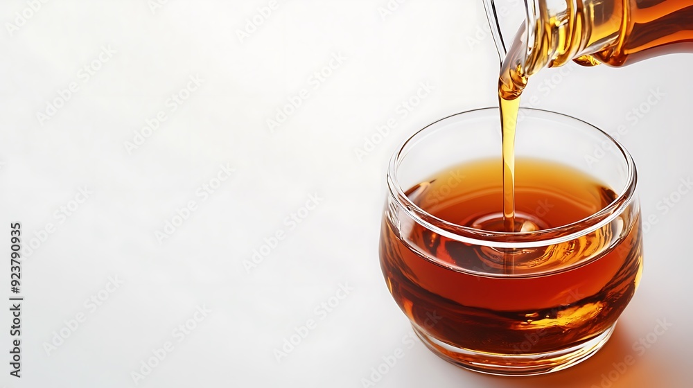 Pouring Thick Maple Syrup: Realistic and Clean Image on White Background Pouring Thick Maple Syrup: Realistic and Clean Image on White Background