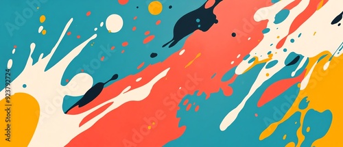 A vibrant and dynamic abstract background featuring bold splashes of color in orange, blue, and black, perfect for creative projects.