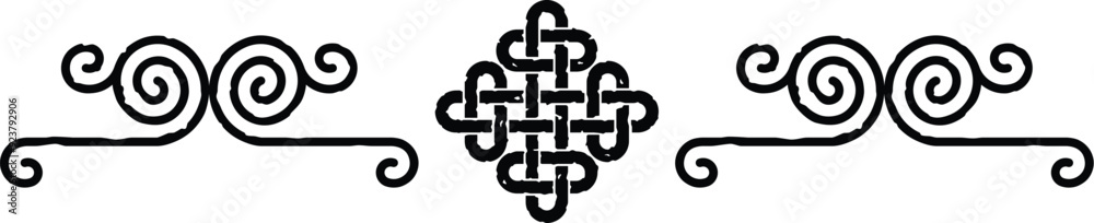 Seamless Celtic Spiral Line and Seamless Knot Border Seamless Celtic Spiral Line and Seamless Knot Border