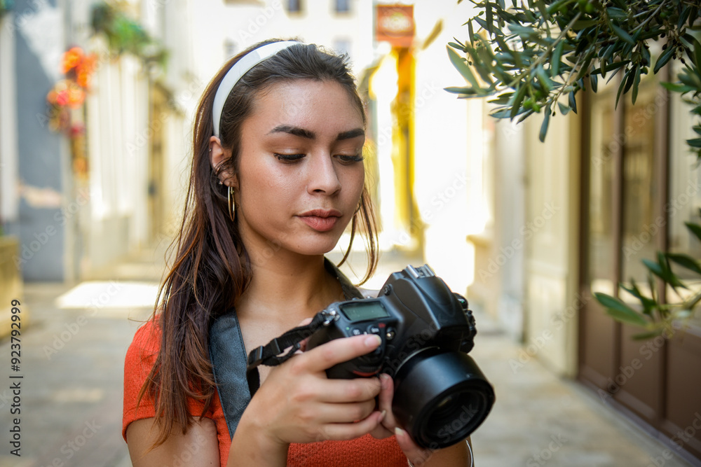 Caucasian woman sightseeing in France Caucasian woman sightseeing in France