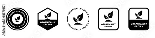 Organically Grown - set of vector signs for product packaging.