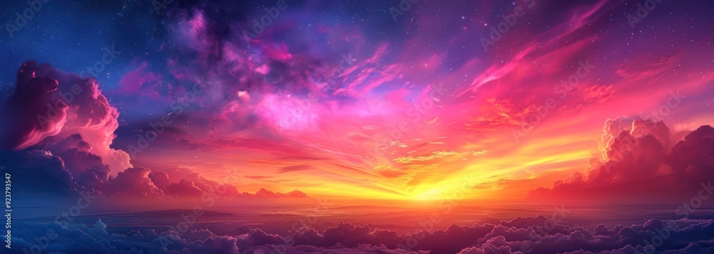 Fototapeta premium Vibrant Sunset Above the Clouds