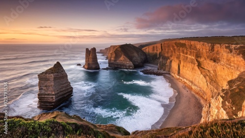 Dawn's Light on Rugged Coastal Cliffs