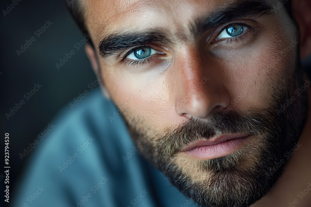 Close-up portrait of handsome bearded man looking directly at the camera Close-up portrait of handsome bearded man looking directly at the camera