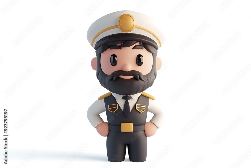 Distinguished 3D Male Pilot Icon in Uniform on White Background - High Quality Aviation Concept Distinguished 3D Male Pilot Icon in Uniform on White Background - High Quality Aviation Concept