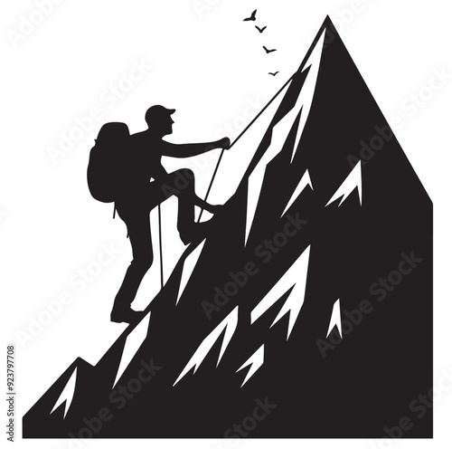 A man climbing mountain  Mountain illustration vector